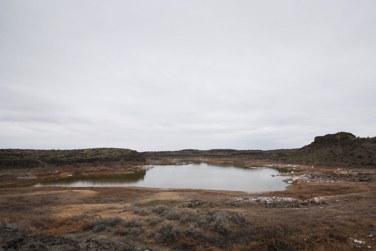 Migrane Lake viewed from Soda Lake Dam in Columbia National Wildlife Refuge