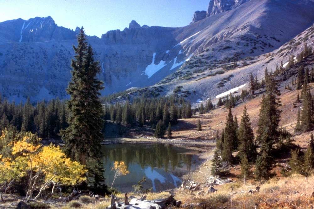 Stella Lake below mountain slopes in Great Basin National Park